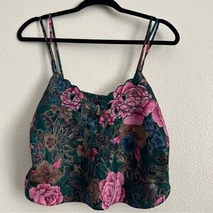Vintage Victoria's Secret Pink and Green Floral Camisole Cami Top